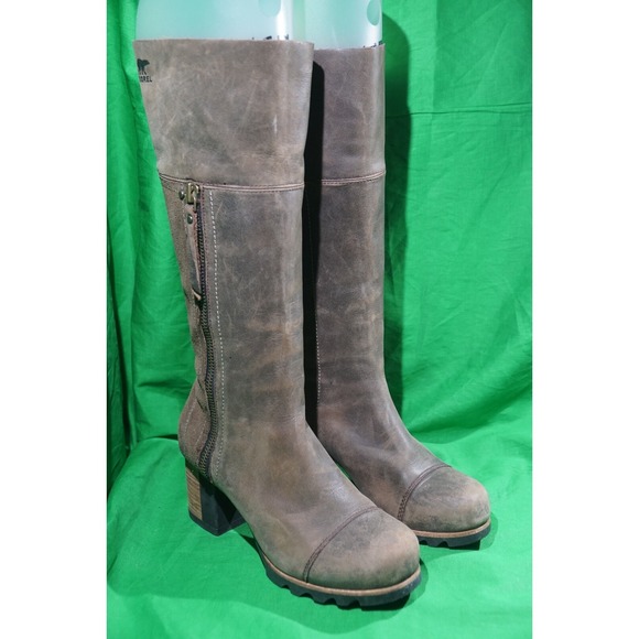 Sorel Shoes - Sorel Addington Boots Womens Leather Tall Knee High Heel Zip Size 7.5